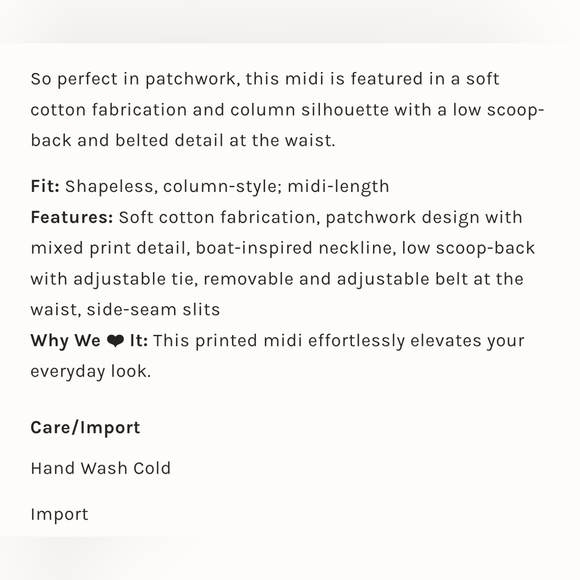 BOTEH Cedella Low-Back 100% Cotton Midi Dress, Patchwork Aquamarine Motif, Sz 4 - Picture 10 of 16